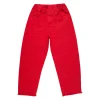 RED PULL ON BAGGY TROUSERS WITH FRAYED EDGES