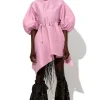 SILK TAFFETA BALLOON SLEEVE DRESS