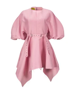 SILK TAFFETA BALLOON SLEEVE DRESS