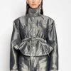SILVER DENIM BELTED JACKET AND VEST