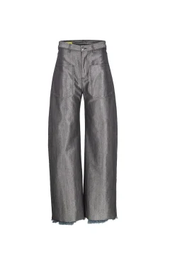 SILVER DENIM PATCH POCKET BOYFRIEND JEANS