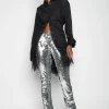 SILVER SEQUINS BOOTCUT TROUSERS