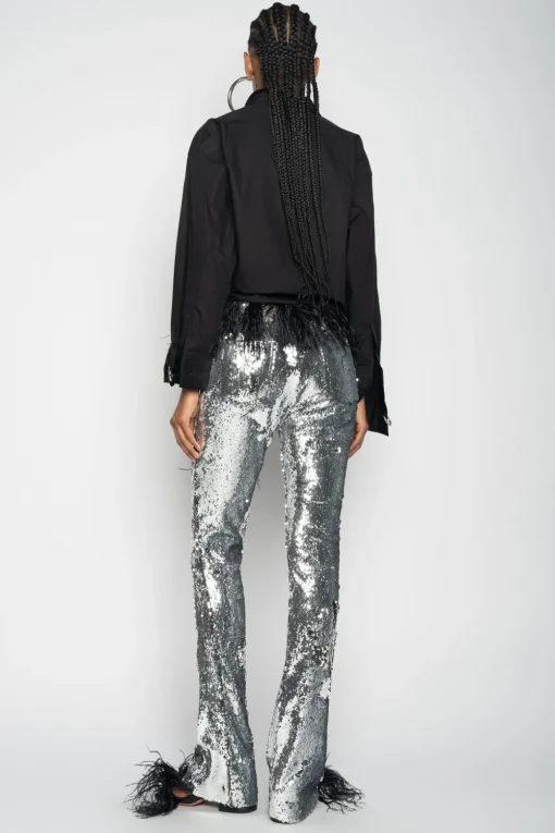 SILVER SEQUINS BOOTCUT TROUSERS
