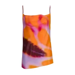 SLIP PRINTED SATIN SPAGHETTI STRAP TOP