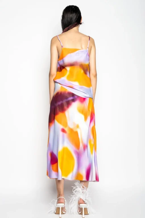 SLIP PRINTED SATIN SPAGHETTI STRAP TOP