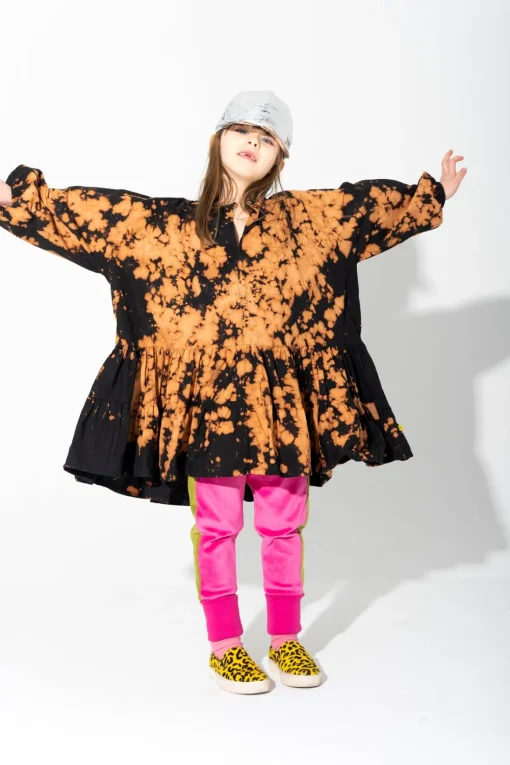 SPLATTERED GATHERED DRESS