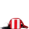 STRIPED WALLET BAG WITH FEATHER STRAP