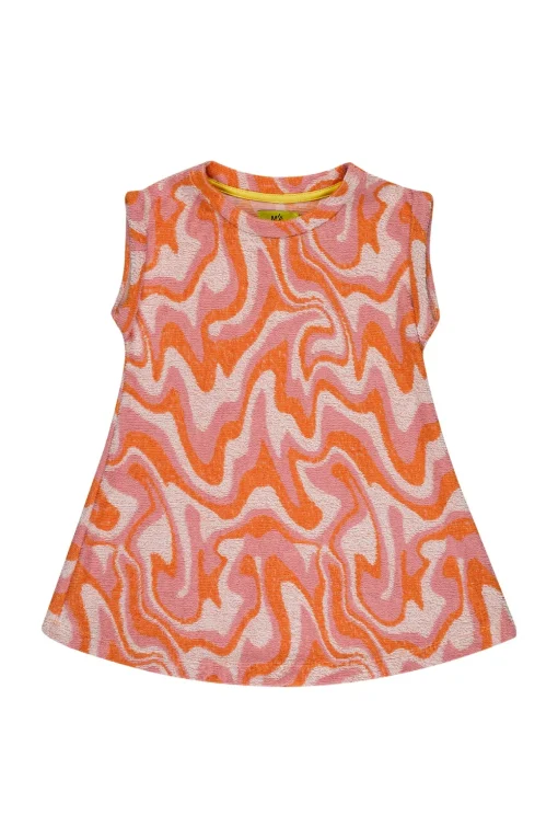 TERRY WAVY PRINT T-SHIRT DRESS