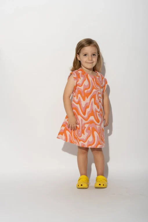 TERRY WAVY PRINT T-SHIRT DRESS