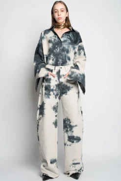 TIE DYE BLACK BOYFRIEND TROUSERS