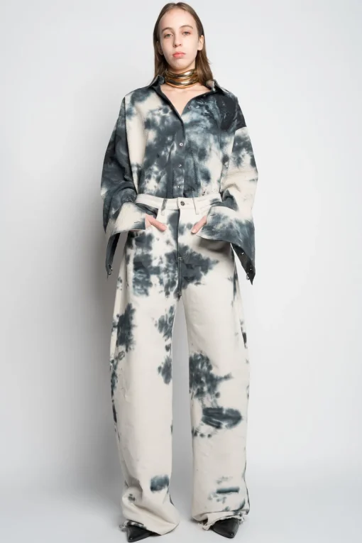 TIE DYE BLACK BOYFRIEND TROUSERS