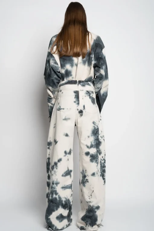 TIE DYE BLACK BOYFRIEND TROUSERS