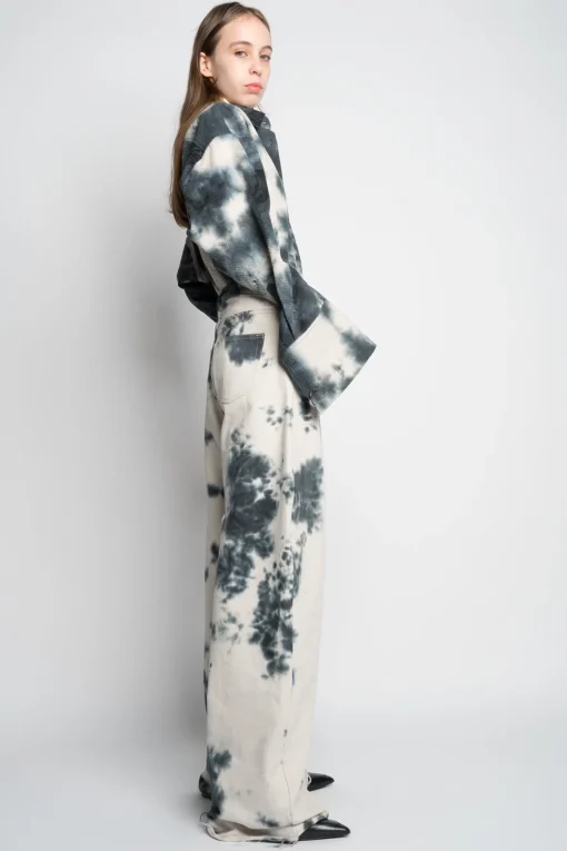 TIE DYE BLACK BOYFRIEND TROUSERS