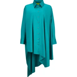 TURQUOISE ASYMMETRIC OVERSIZE SHIRT DRESS
