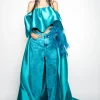 TURQUOISE DENIM BOYFRIENDS TROUSERS