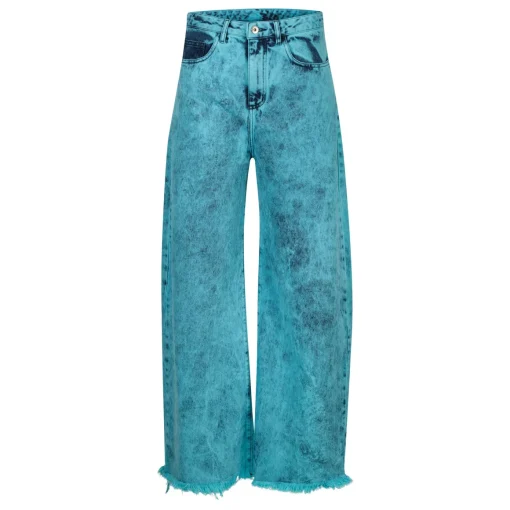 TURQUOISE DENIM BOYFRIENDS TROUSERS