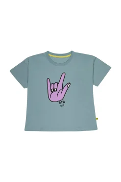 TURQUOISE HAND PRINT T-SHIRT