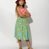 TURQUOISE HANDS PRINT GATHERED SKIRT