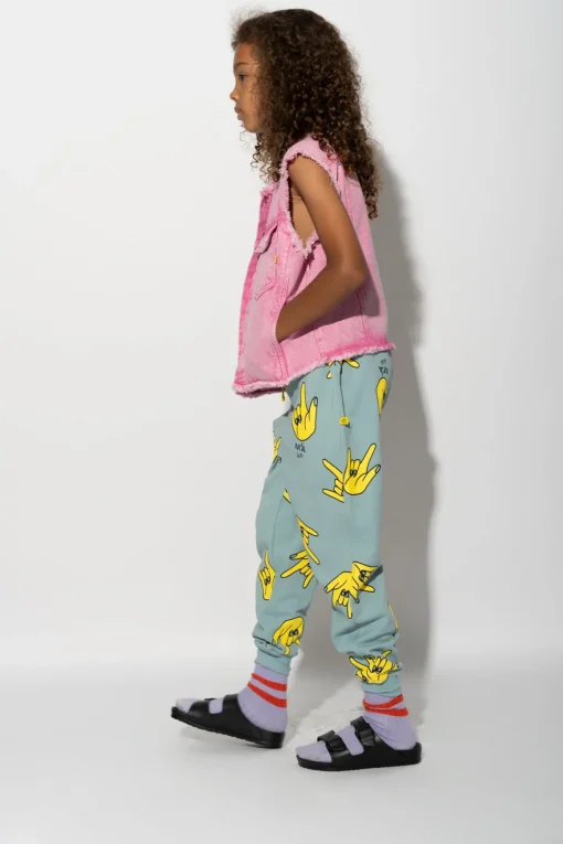 TURQUOISE HANDS PRINT SWEATPANTS
