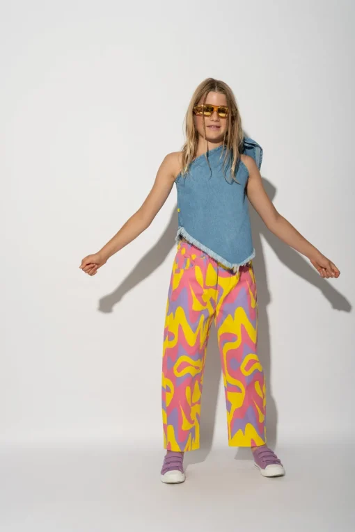 WAVY PRINT BAGGY TROUSERS