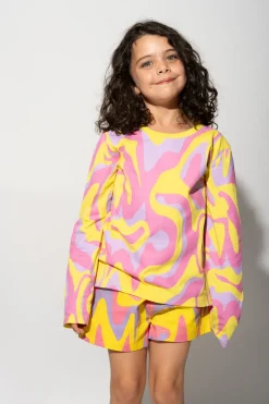 WAVY PRINT LONG SLEEVE TOP