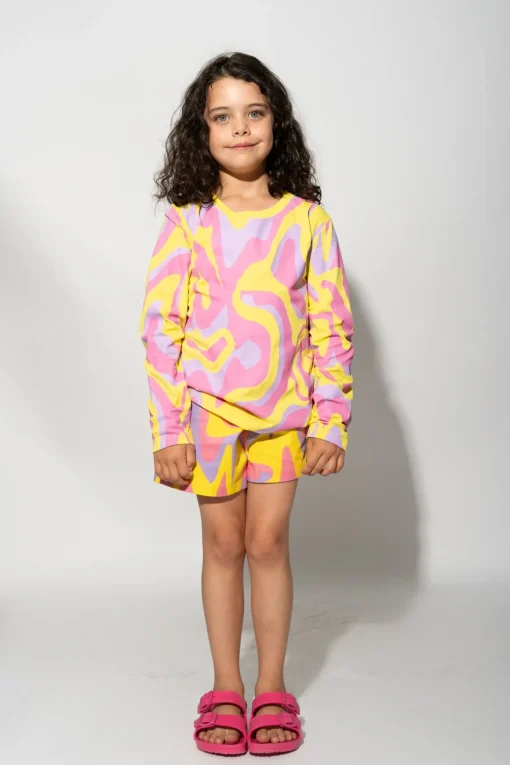 WAVY PRINT LONG SLEEVE TOP