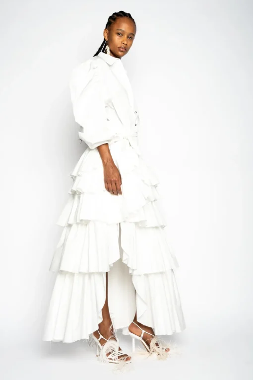 WHITE BALLOON SLEEVE SHIRT