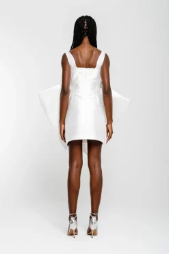 WHITE BIG BOW MINI DRESS