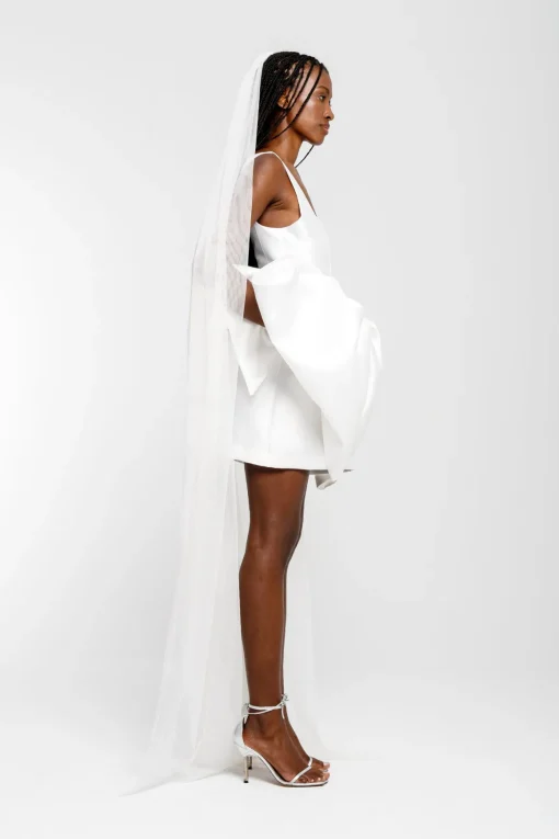 WHITE BIG BOW MINI DRESS