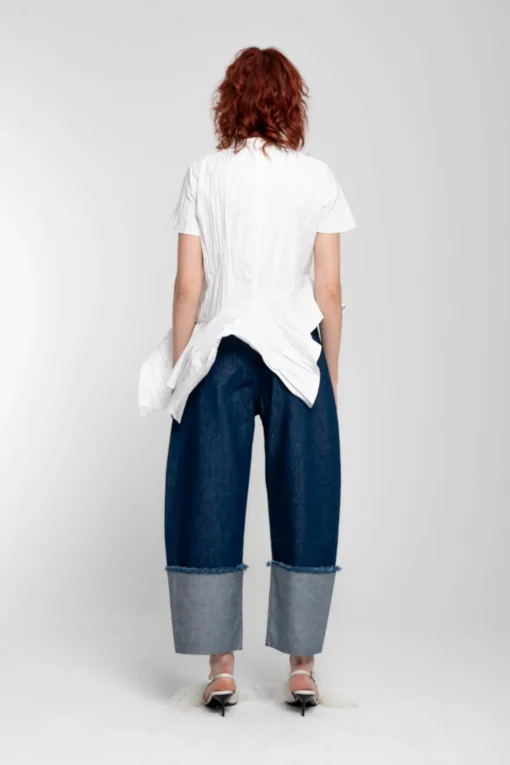 WHITE CAP SLEEVE PLISSE T-SHIRT
