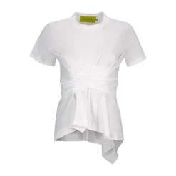 WHITE CROSS WAIST DRAPE T-SHIRT