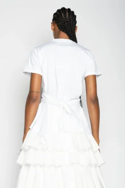 WHITE CROSS WAIST DRAPE T-SHIRT