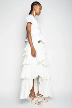 WHITE CROSS WAIST DRAPE T-SHIRT