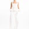 WHITE DENIM PLEATED TROUSERS