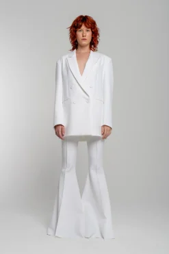 WHITE EXTREME FLARE TROUSERS