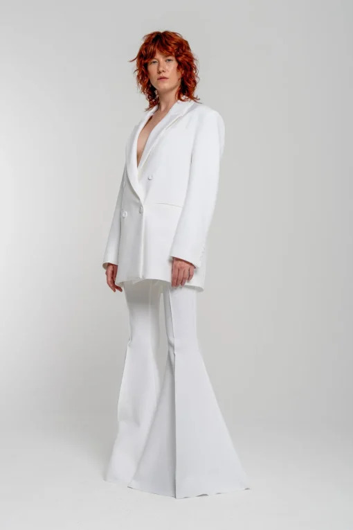 WHITE EXTREME FLARE TROUSERS