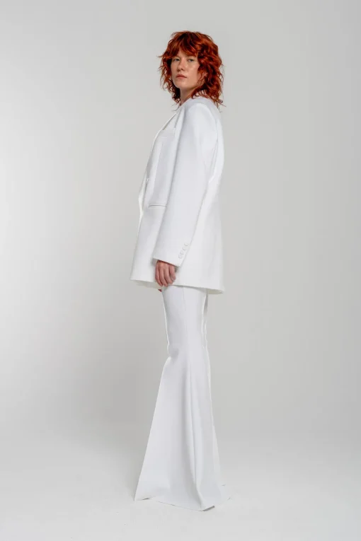 WHITE EXTREME FLARE TROUSERS