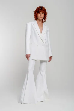 WHITE EXTREME FLARE TROUSERS