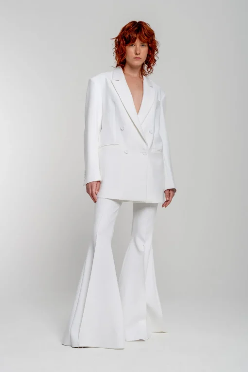 WHITE EXTREME FLARE TROUSERS