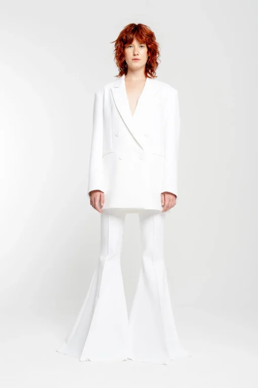 WHITE EXTREME FLARE TROUSERS