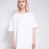 WHITE FEATHER HEM T-SHIRT DRESS