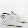 WHITE FEATHER SLING BACKS