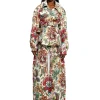 WHITE FLORAL BROCADE BOYFRIEND TROUSERS