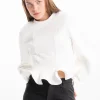 WHITE FRILL HEM SWEATSHIRT