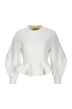 WHITE FRILL HEM SWEATSHIRT