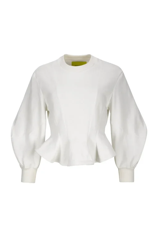 WHITE FRILL HEM SWEATSHIRT
