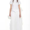 WHITE GATHERED T-SHIRT