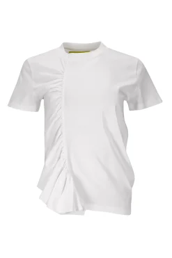 WHITE GATHERED T-SHIRT