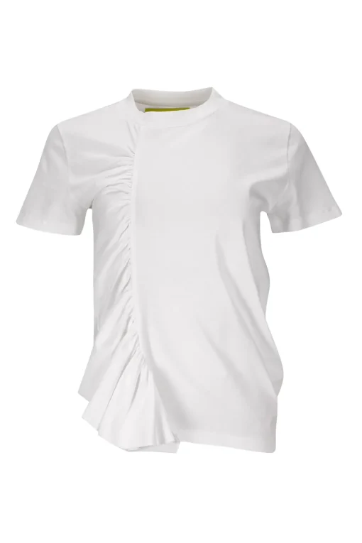 WHITE GATHERED T-SHIRT