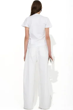 WHITE GATHERED T-SHIRT